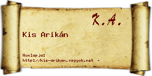 Kis Arikán névjegykártya